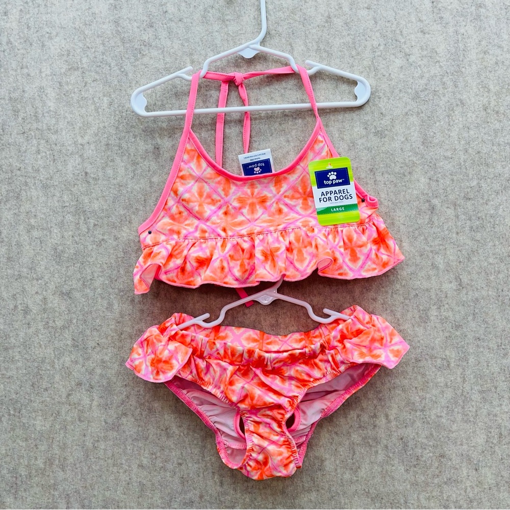 Dog Two Piece Halter Bikini Bathing Suit, Large